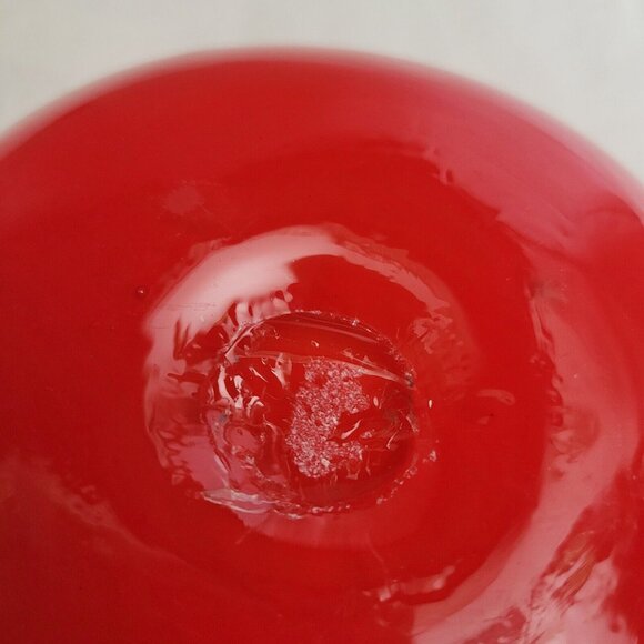 Vintage Blown Glass Ashtray Red Clear Round Art Deco MCM GORGEOUS 3 slots EUC - Picture 7 of 7